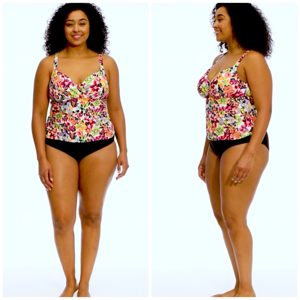 Anne Cole Red and Pink Tankini Swimwear Top